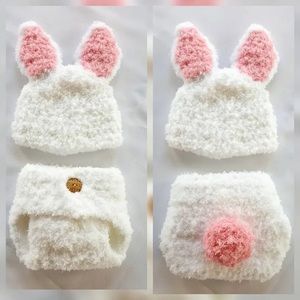 Handmade crochet baby bunny costume